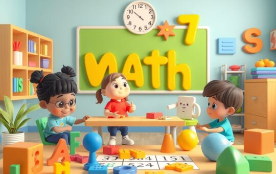 Niños jugando con recursos didácticos relacionados la matemática