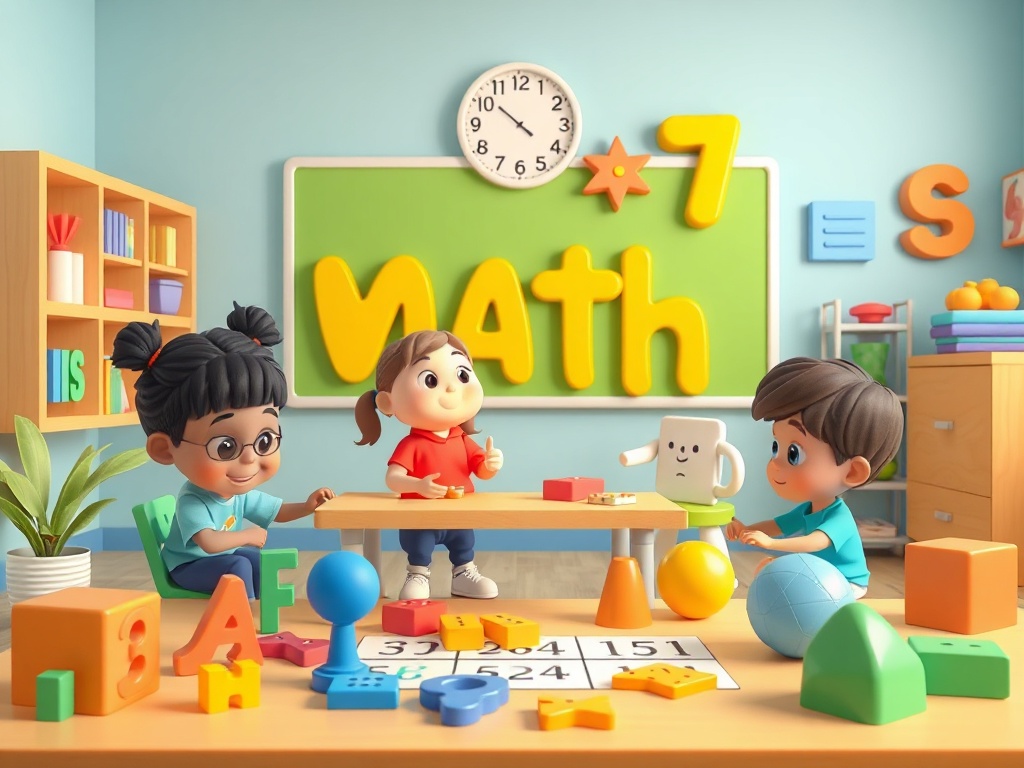 Niños jugando con recursos didácticos relacionados la matemática